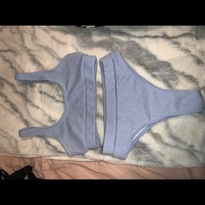 cute light blue high waisted bikini set!